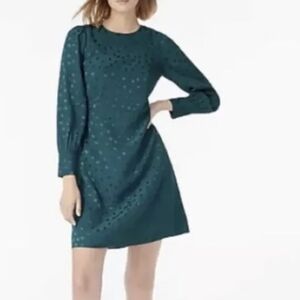 J. Crew Evergreen Textured Dot Long Sleeve Shift Dress NWT Size 4